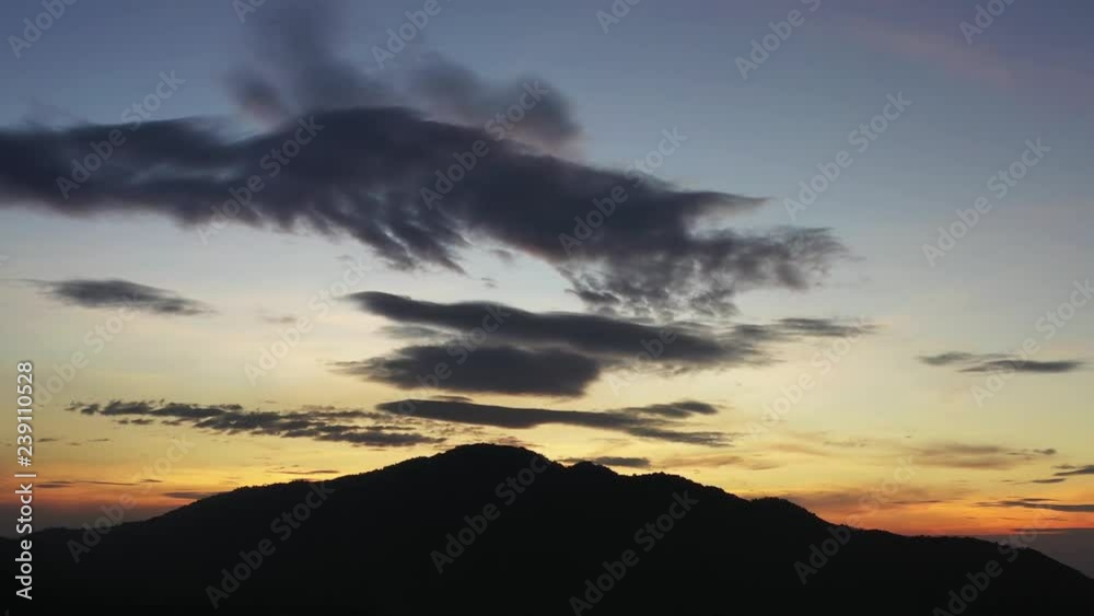 Aerial view. of sunset or sunrise and blue sky on the mountains Twilight sky. 4k resolution Aerial view. of sunset or sunrise and blue sky on the mountains Twilight sky. 4k resolution