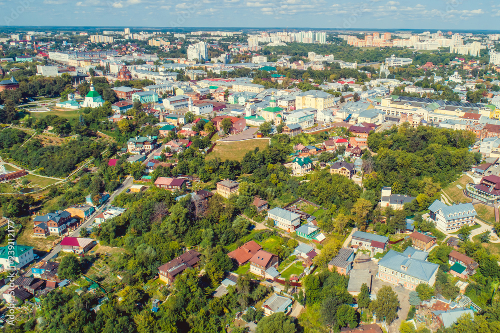 The historic center of Vladimir City, aerial view.