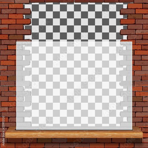 Background image of transparent white frame from an old brick wall.