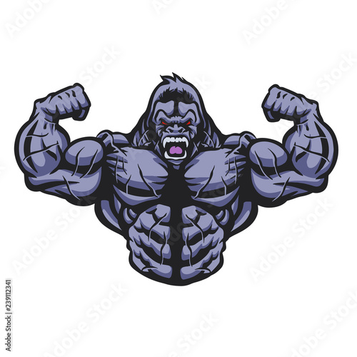 Gorilla bodybuilder performs illustration