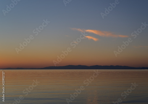 Beautiful sunset with clouds and sea.