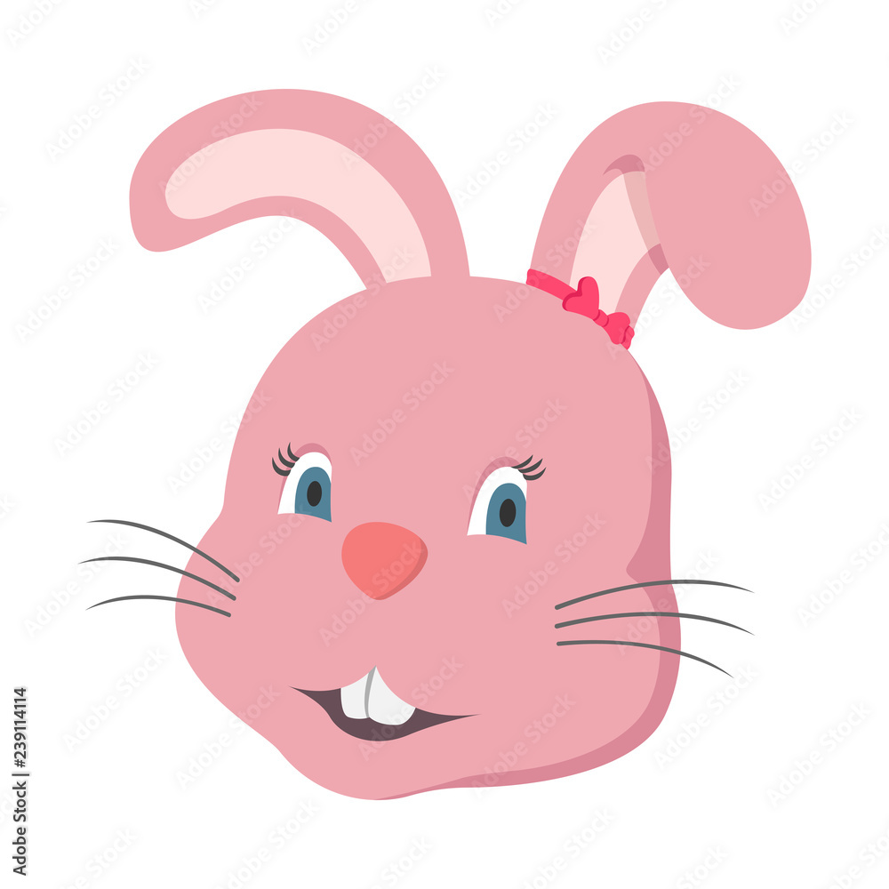 Head of female bunny. Cartoon rabbit. Vector illustration. Stock Vector |  Adobe Stock