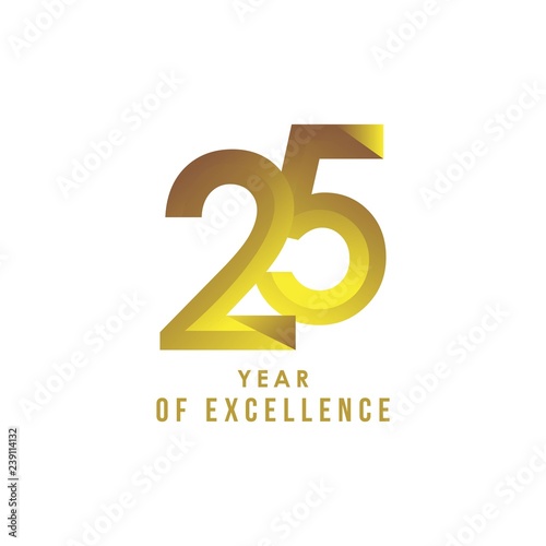 25 Year of Excellence Vector Template Design Illustration