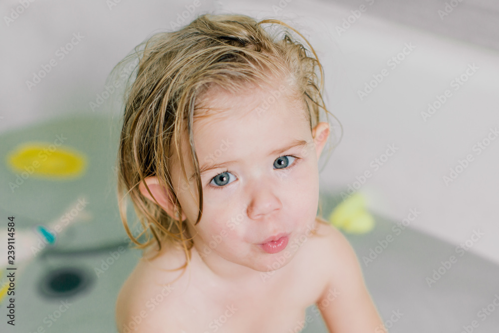 little girl bathing 