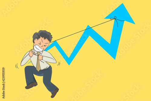 Businessman cartoon man trying to help a business scene vector concept backgrounds