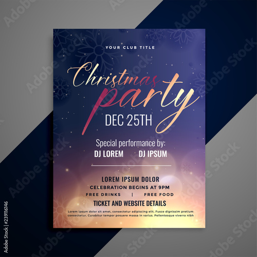 christmas party invitation flyer template design