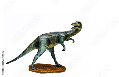 dinosaur isolated   dinosauria gallimimus statue isolated on white background