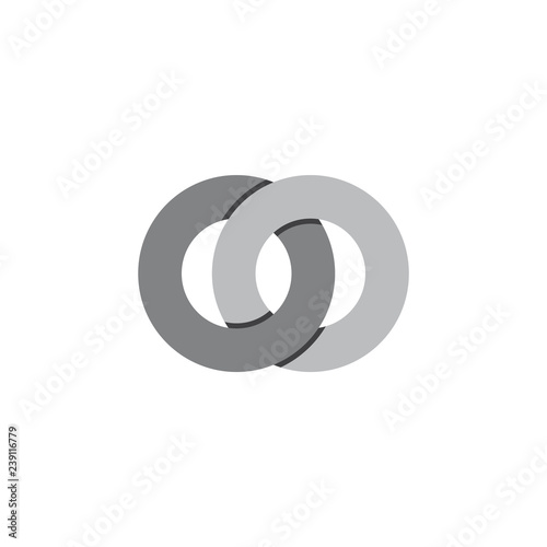 linked circle paper 3d logo vector