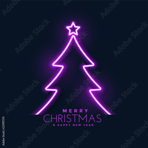 glowing neon christmas tree background