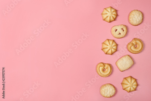 Wallpaper Mural Danish butter cookies on pink background with space for your text. Torontodigital.ca