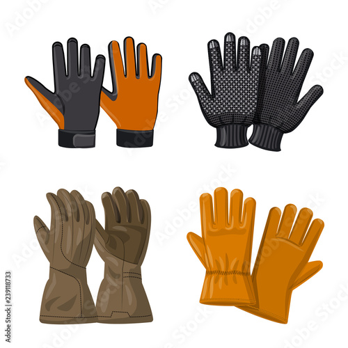 Isolated object of glove and winter symbol. Collection of glove and equipment stock vector illustration. photo