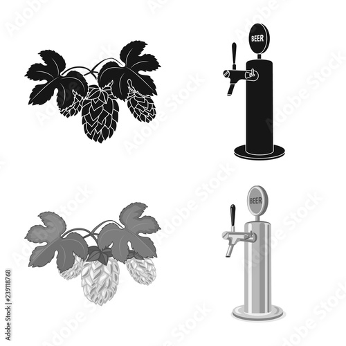 Vector design of pub and bar symbol. Set of pub and interior vector icon for stock.