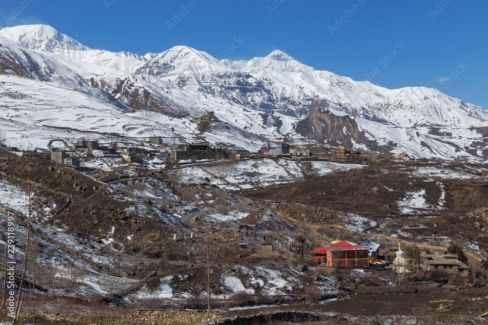 Local houses at Muktinath village in lower Mustang district, Nepal Local houses at Muktinath village in lower Mustang district, Nepal