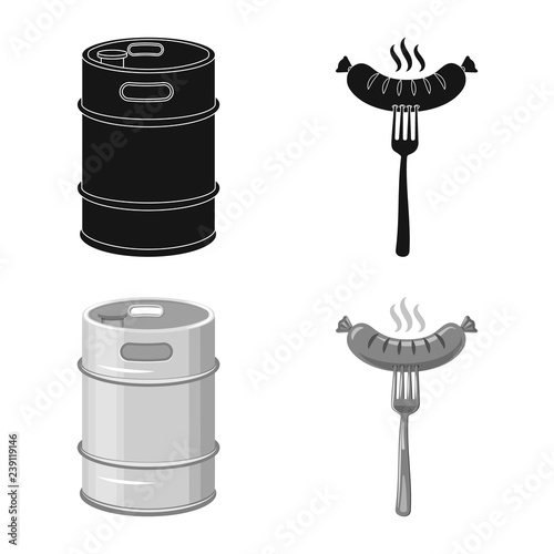 Isolated object of pub and bar icon. Collection of pub and interior stock vector illustration.