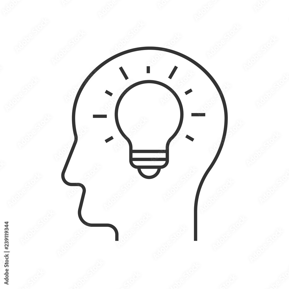 Light bulb inside head Light bulb inside head