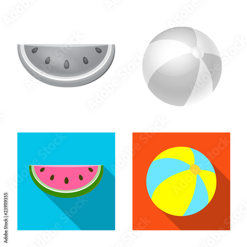 Vector illustration of equipment and swimming icon. Set of equipment and activity vector icon for stock.