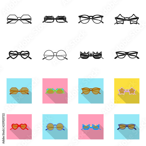 Isolated object of glasses and sunglasses icon. Set of glasses and accessory stock vector illustration.