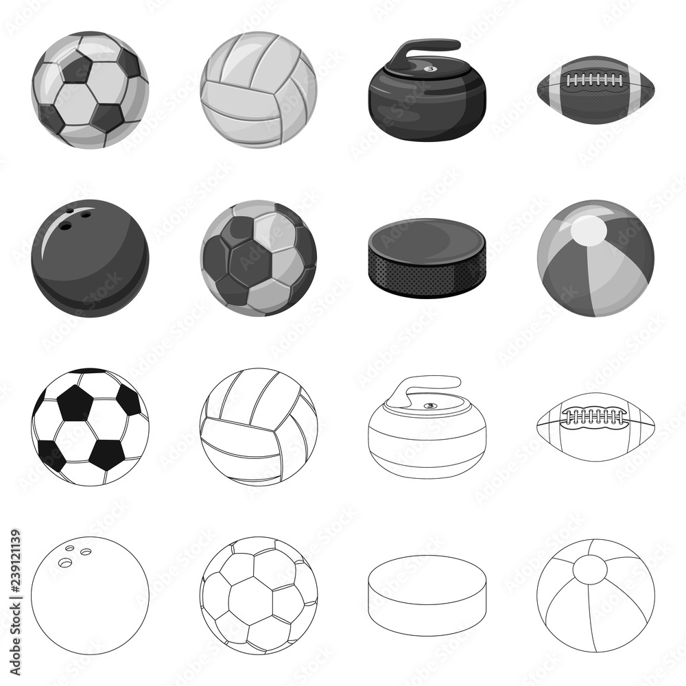 Isolated object of sport and ball icon. Collection of sport and athletic stock vector illustration. Isolated object of sport and ball icon. Collection of sport and athletic stock vector illustration.