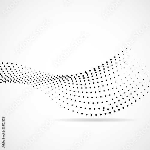 Abstract halftone wave, dotted background. Halftone effect
