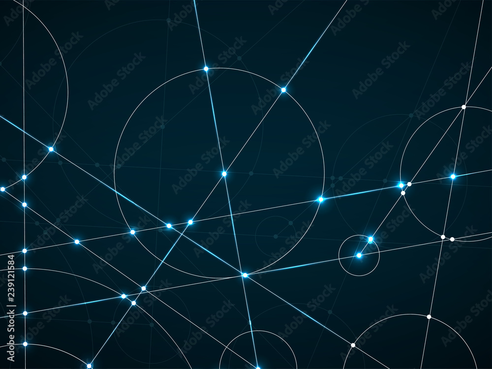 Abstract neon background of engineering drawing. Technological wallpaper made with circles and lines. Geometric design Abstract neon background of engineering drawing. Technological wallpaper made with circles and lines. Geometric design
