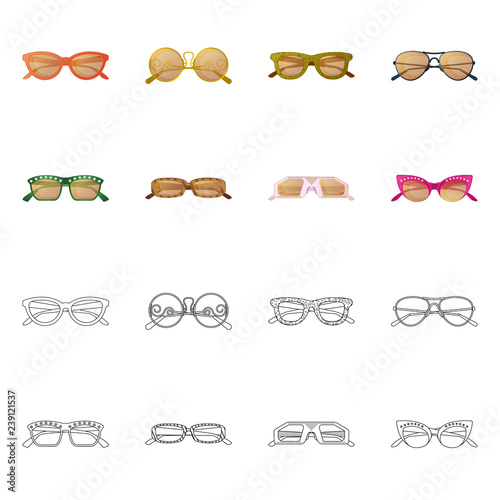 Vector design of glasses and sunglasses logo. Collection of glasses and accessory stock vector illustration.