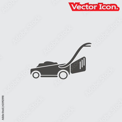 lawn mower icon isolated sign symbol and flat style for app, web and digital design. Vector illustration.