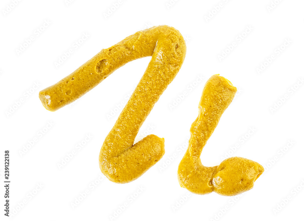 Yellow mustard sauce isolated on white background Yellow mustard sauce isolated on white background