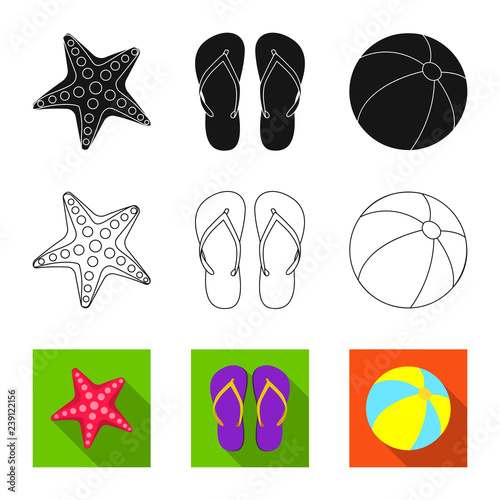 Vector design of equipment and swimming symbol. Set of equipment and activity stock symbol for web.