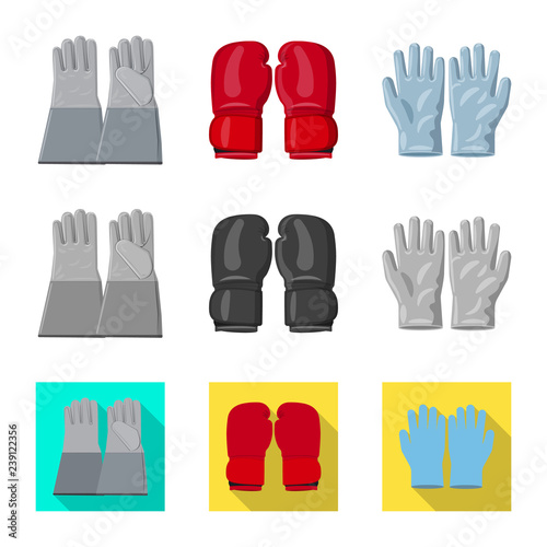 Isolated object of glove and winter logo. Set of glove and equipment stock symbol for web.