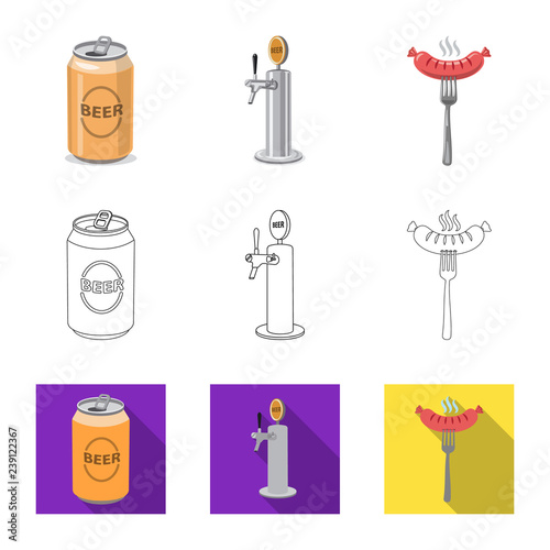 Isolated object of pub and bar symbol. Set of pub and interior stock vector illustration.