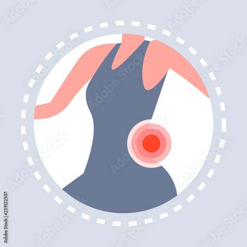 back injury feeling joint pain womans body icon painful area highlighted in red healthcare medical service logo medicine and health symbol concept flat