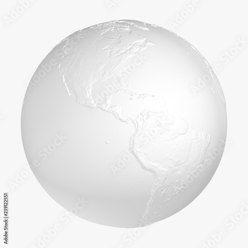America In White Globe. 3D render Clean Corporate Relief Political World Sphere