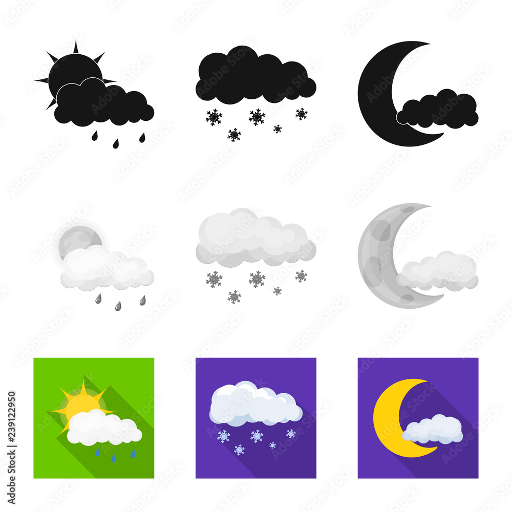 Vector design of weather and climate sign. Collection of weather and cloud stock symbol for web. Vector design of weather and climate sign. Collection of weather and cloud stock symbol for web.