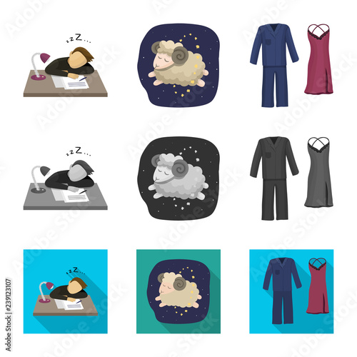 Fototapeta Naklejka Na Ścianę i Meble -  Vector illustration of dreams and night sign. Collection of dreams and bedroom stock symbol for web.