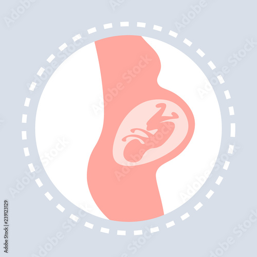 pregnant woman little baby in belly womans body icon healthcare medical service logo medicine and health symbol concept flat