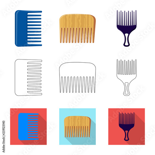 Vector illustration of brush and hair sign. Collection of brush and hairbrush vector icon for stock.