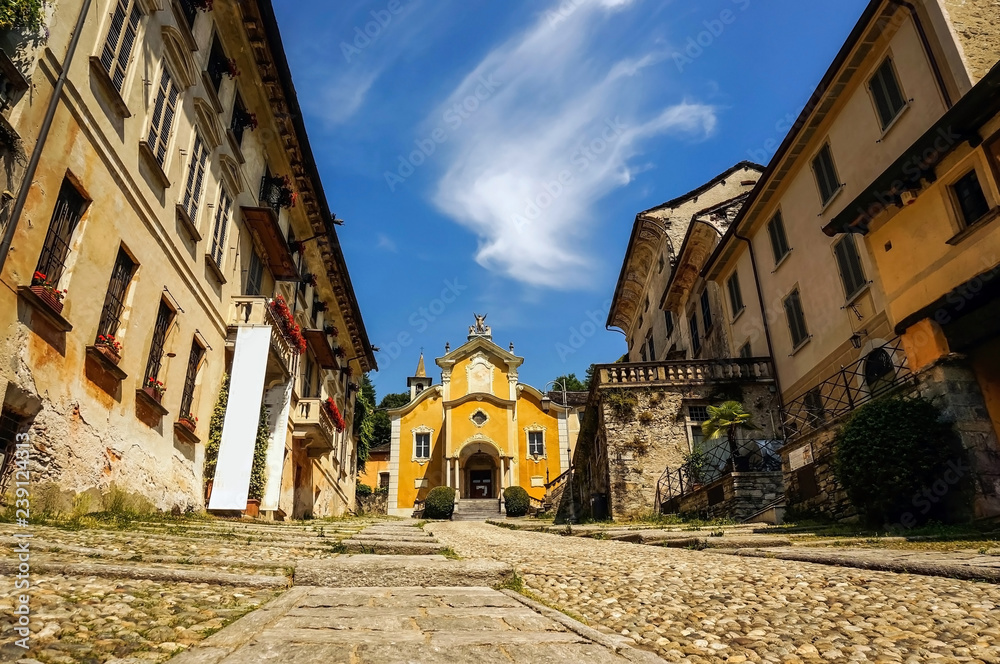 Fototapeta premium Lake Orta, Santa Maria Assunta church