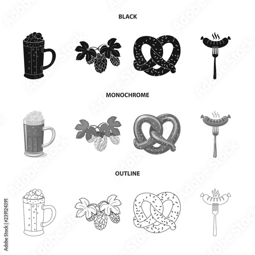 Vector design of pub and bar symbol. Set of pub and interior vector icon for stock.