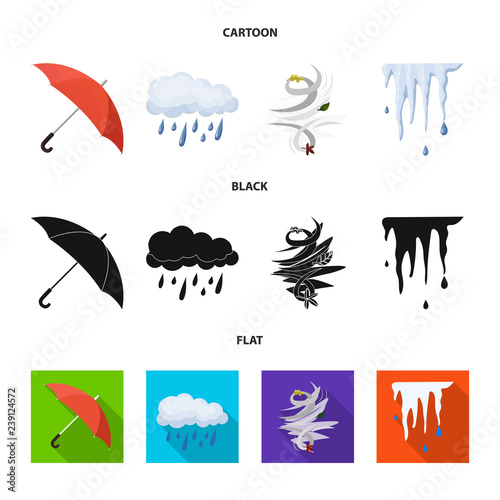 Vector illustration of weather and climate symbol. Set of weather and cloud stock vector illustration.