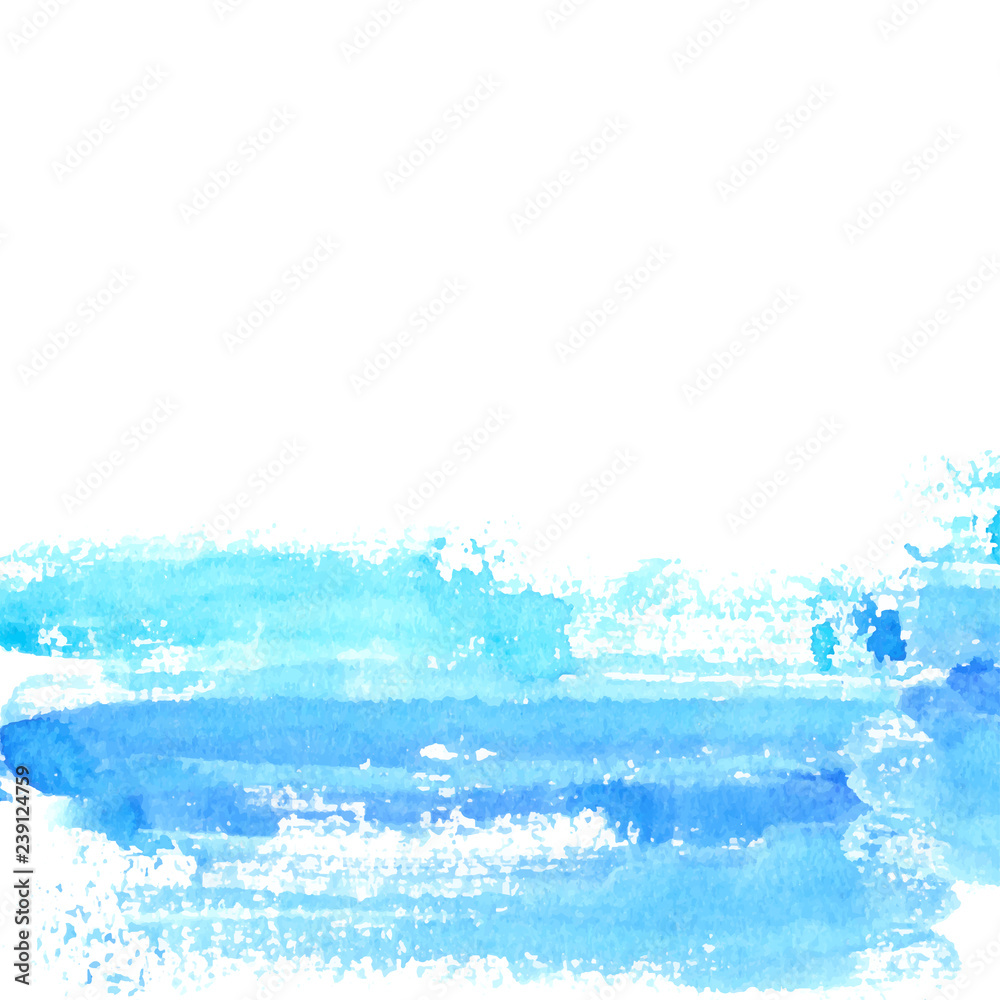 Blue watercolor element on white background with space for text. Can be used creating card or invitation card. Vector illustration.Horizontal composition. Blue watercolor element on white background with space for text. Can be used creating card or invitation card. Vector illustration.Horizontal composition.