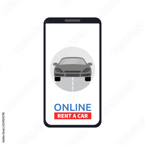Car sharing service concept online. Carsharing renting car mobile app. Vector illustration.
