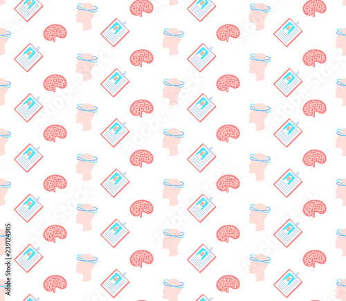 concussion dizziness human brain icon healthcare medical service logo medicine symbol concept seamless pattern flat