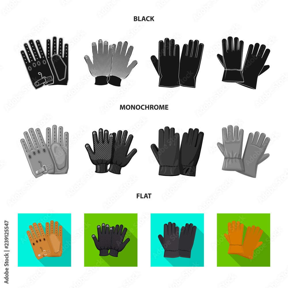 Vector design of glove and winter sign. Set of glove and equipment stock vector illustration. Vector design of glove and winter sign. Set of glove and equipment stock vector illustration.