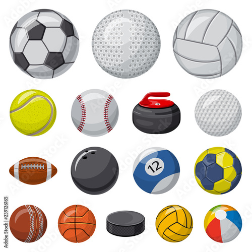 Vector design of sport and ball logo. Collection of sport and athletic stock vector illustration.