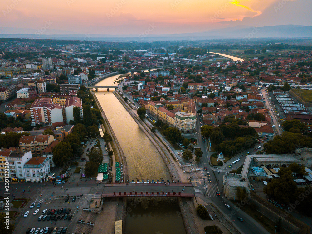Fototapeta premium City of Nis aerial landmark view in Serbia