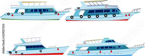 set of motor yachts