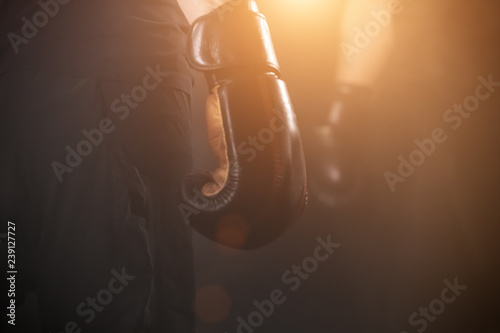 Detail of men boxing gloves during training lesson