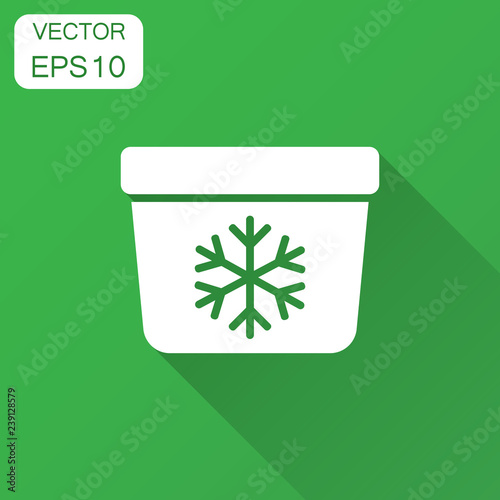 Portable fridge refrigerator icon in flat style. Freezer bag container vector illustration with long shadow. Fridge business concept.