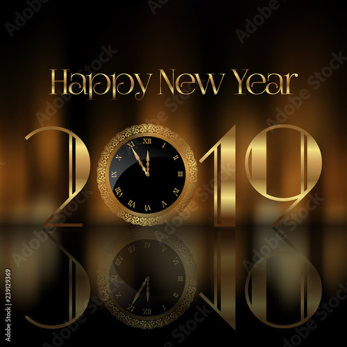 Happy New Year background with clock face