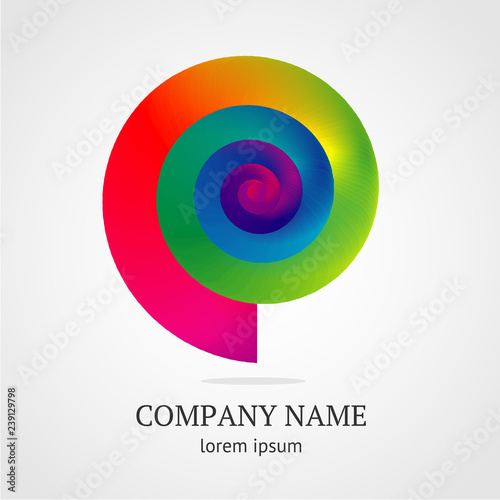 Abstract spiral symbol with vibrant color gradient. Color shell emblem for company identity. Vector business sign.